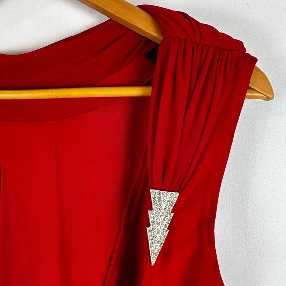 Tadashi Womens Red Cowl Neck Open Back Sleeveless Bodycon Long Dress Size S - Picture 8 of 16